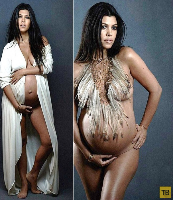 Сестра Ким Кардашьян на 9-м месяце беременности снялась обнаженной (7 фото)