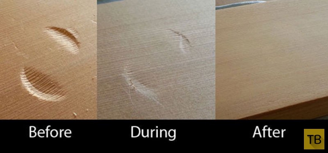 Как удалить вмятину с деревянной поверхности (8 фото)