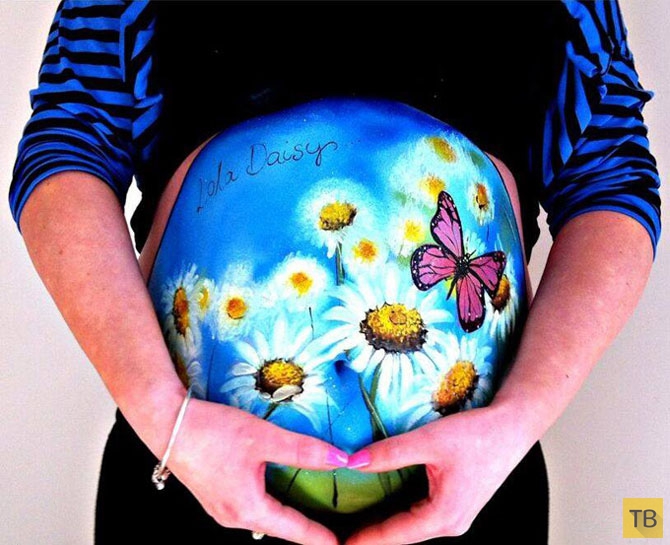 Трогательный боди-арт на животах беременных женщин от художницы Кэрри Престон (9 фото)