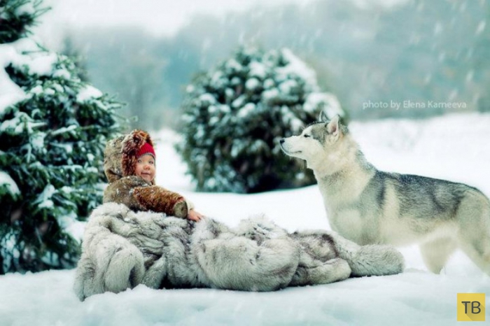 «Волшебная зима: дети и животные в лесу» - серия фотографий от Елены Карнеевой (20 фото)