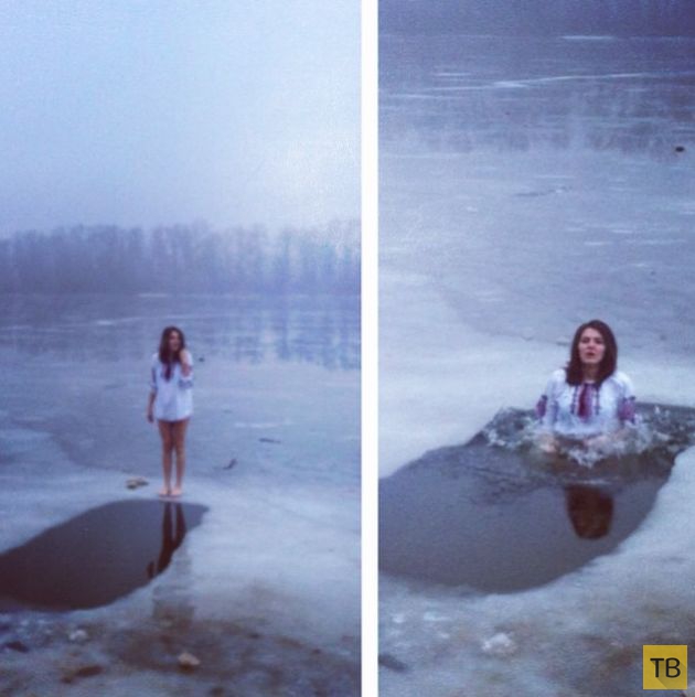 Русские девушки на крещенских купаниях (43 фото)