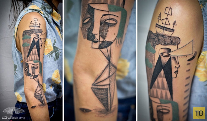 Кубический стиль в татуировках (20 фото)