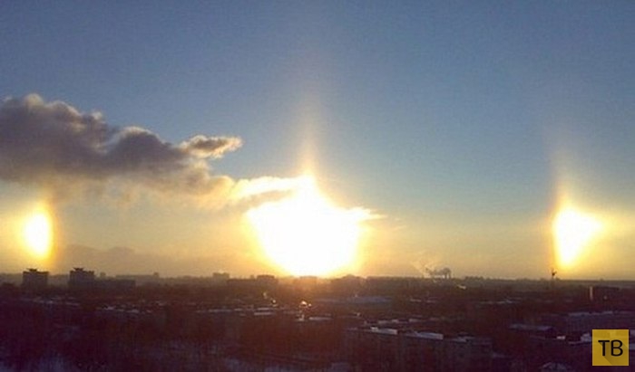 Редкое природное явление - гало в Челябинском небе (8 фото)