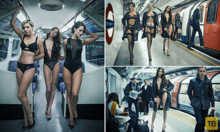 Бренд "Bluebella" показал свою новую весенне-летнюю коллекцию белья в Лондонском метро (6 фото)
