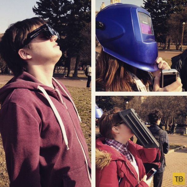 Как россияне наблюдали за солнечным затмением (19 фото)