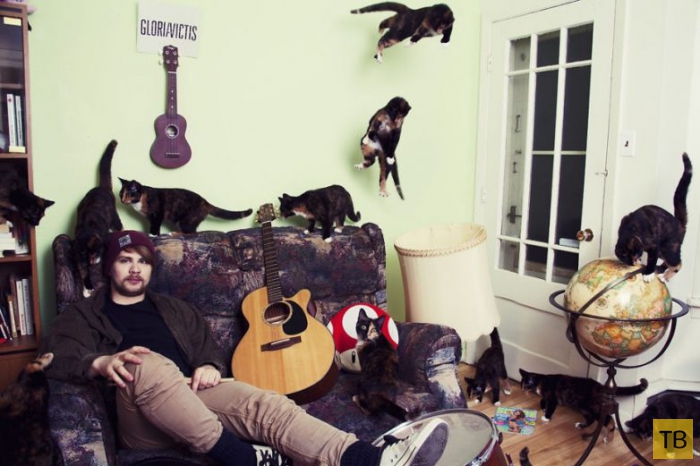 Фотоработы француженки Андреанн Люпьен о людях, любящих кошек (20 фото)