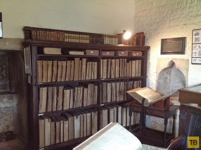 Старинные книги, прикованные к стеллажам (9 фото)