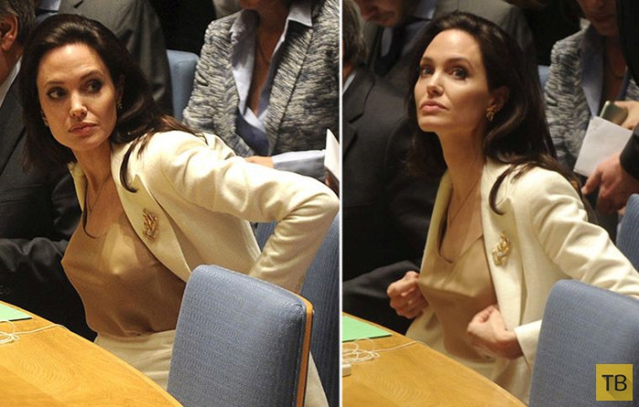 Анджелина Джоли пришла на заседание ООН без нижнего белья (4 фото)