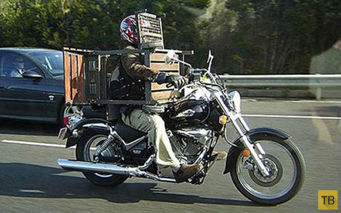 Необычная транспортировка на мопедах и мотоциклах (27 фото)