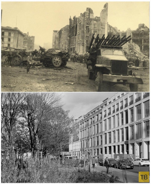 Берлинские улицы 1945-го и 2015-го годов (12 фото)