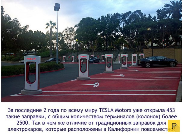 Бесплатные заправки "Тесла" для электромобилей (9 фото)