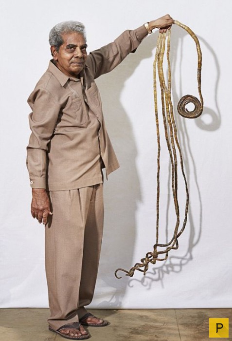 78-летний Шридхар Чиллал вырастил самые длинные ногти в мире (4 фото)