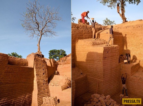 Необычная добыча кирпича в Западной Африке (13 фото)