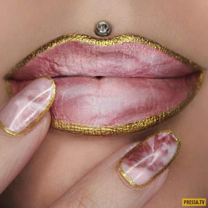 Необычный макияж губ - новый тренд этого лета (14 фото)