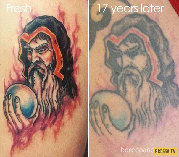 Как стареют и выцветают татуировки (31 фото)