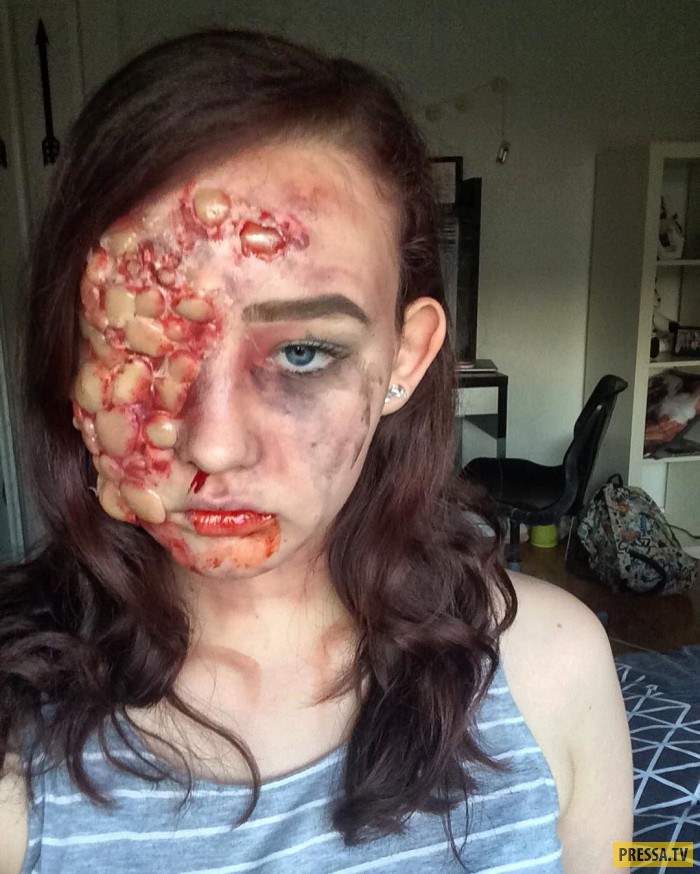 От макияжа этой 13-летней девочки кровь стынет в жилах! (14 фото)
