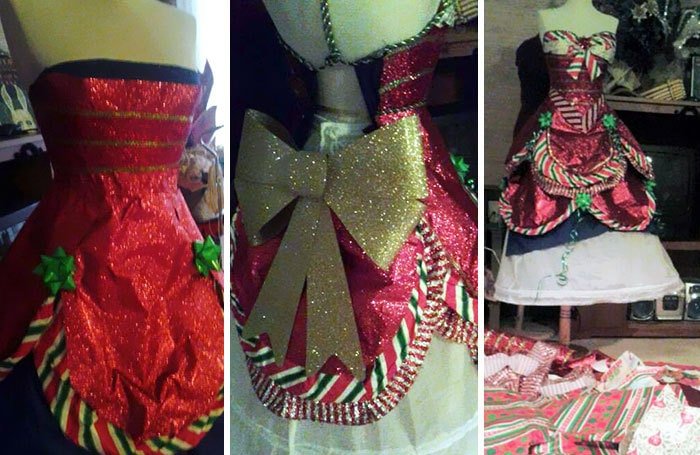 Эта девушка создает волшебные платья из оберточной бумаги на Рождество! (7 фото)
