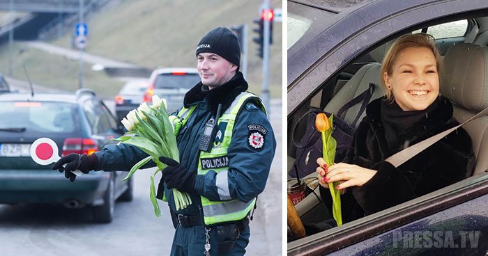 Как литовские полицейские поздравили женщин с 8 Марта