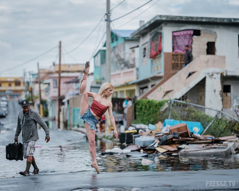 Танцоры балета на улицах Пуэрто-Рико через 6 месяцев после урагана "Мария"