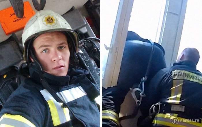 Латвийский пожарный поймал женщину, выпрыгнувшую из окна четвертого этажа