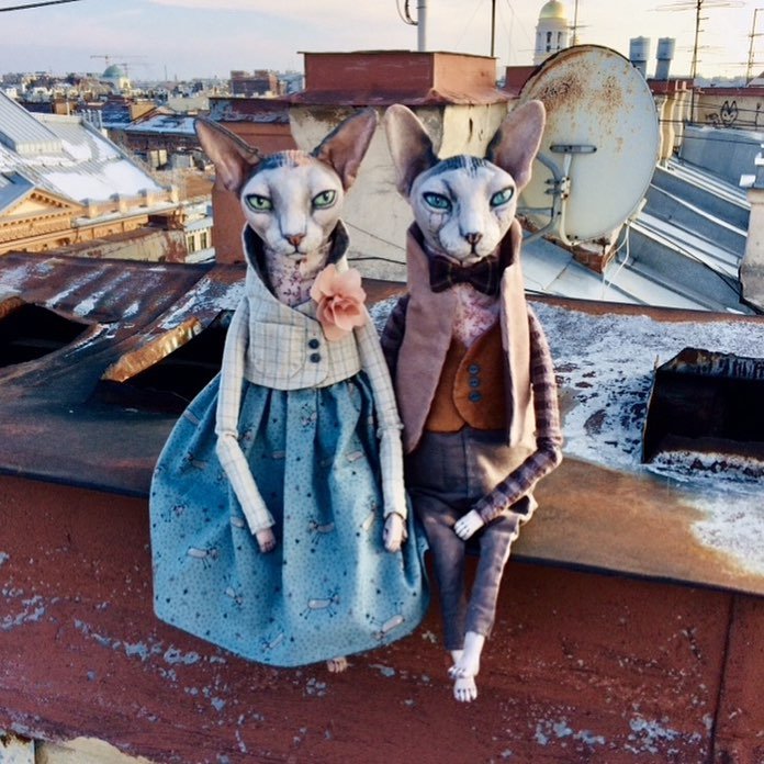 Реалистичные куклы-кошки от петербургской художницы Елены Алехиной
