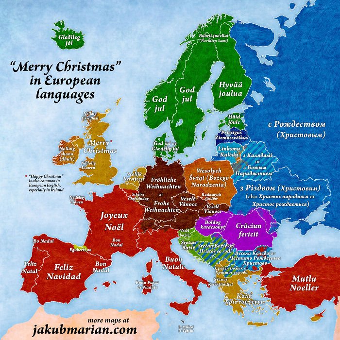 Как страны Европы говорят «счастливого Рождества»