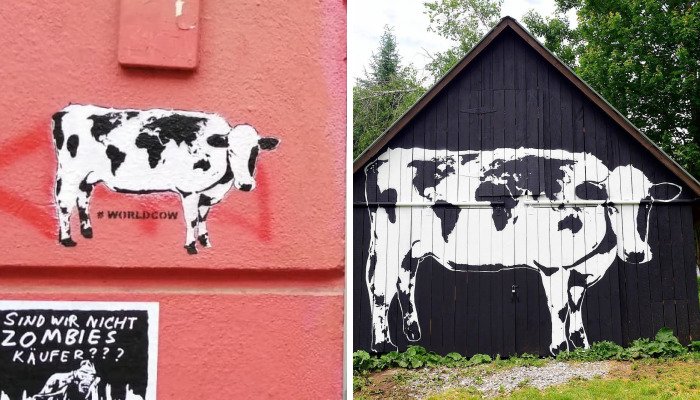 Мировая корова - уличный стрит-арт, который сближает мир