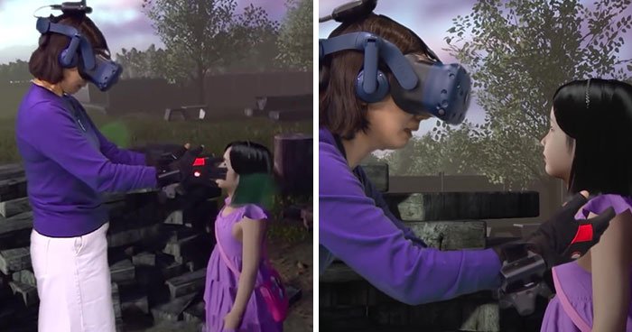 Скорбящая мать общается с умершей дочерью в виртуальной реальности