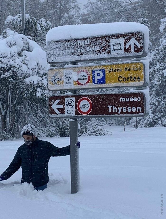 В Испании шторм Филомена принёс обильные снегопады