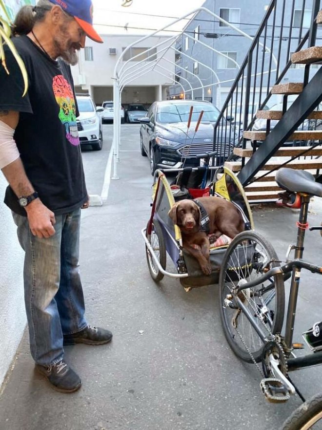 Бездомный мужчина заплакал от радости, когда нашел свою пропавшую собаку