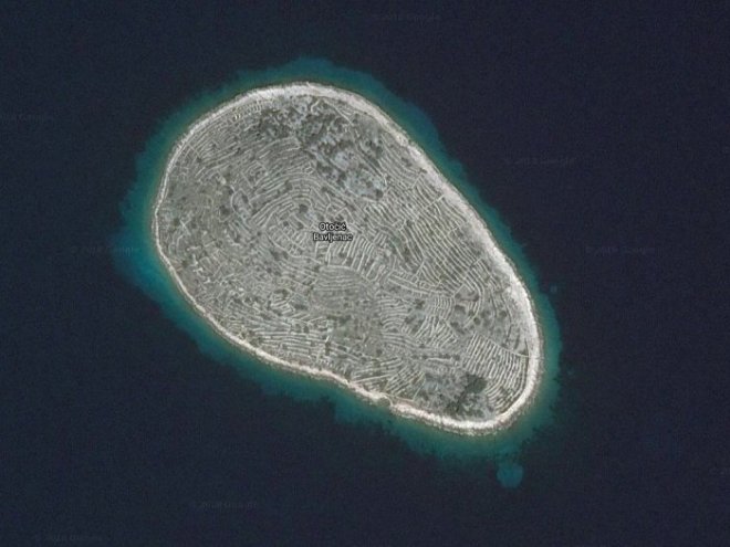 Бальенац - остров в Хорватии, похожий на отпечаток пальца