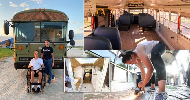 Женщина перестроила старый школьный автобус в дом, чтобы им мог пользоваться брат, прикованный к инвалидной коляске
