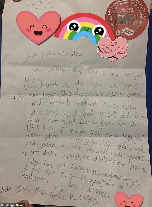 7-летняя девочка написала письмо королеве с просьбой помочь найти двух пропавших норфолк-терьеров